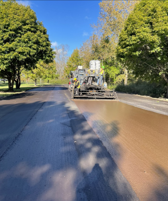 Evergreen freshly laid micro surfacing