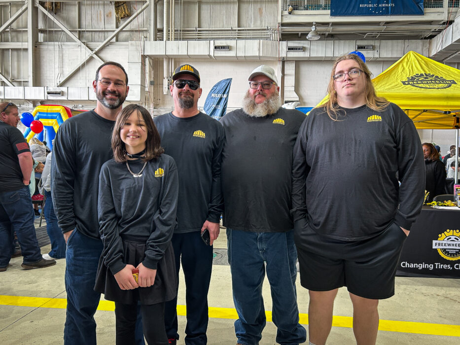 Team members stop for a picture